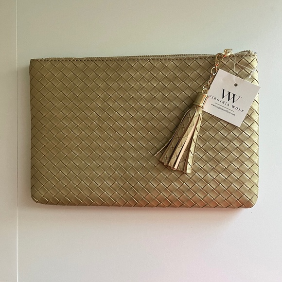 Virginia Wolf Mimi Woven Pouch in Gold - Picture 1 of 4